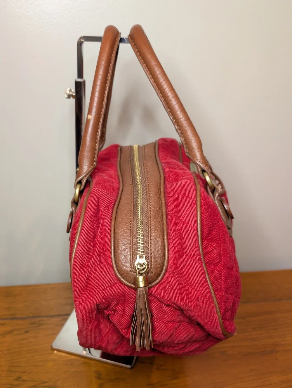 Vera Bradley Canyon Collection Red Corduroy Purse Satchel